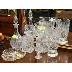 ESTATE LOT OF 6 ASSORTED CRYSTAL VASES AND MORE