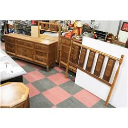 WALNUT CHEST OF DRAWERS WITH MIRROR & SINGLE