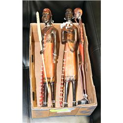 SET OF THREE HAND CARVED AFRICAN STATUES