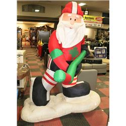 LARGE BLOW-UP SANTA W/HOCKEY STICK &
