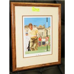 GOLFER PRINT -  JAN WOOSNAM 22” X 18”, WOODEN