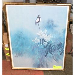GOLD TONE FRAMED BIRD PICTURE