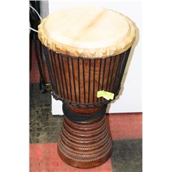 LARGE WOOD CARVED CIRCLE DRUM