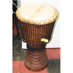 LARGE WOOD CARVED CIRCLE DRUM