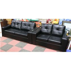 NEW BLACK LEATHERETTE 85" SOFA WITH 61" LOVE SEAT