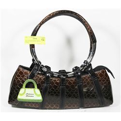 NEW BROWN SNAKE SKIN STYLED PURSE,