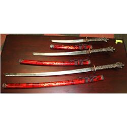 SET OF 3 VARIOUS LENGTH DRAGON SWORDS