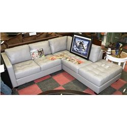 LARGE LIGHT GREY LEATHERETTE SECTIONAL