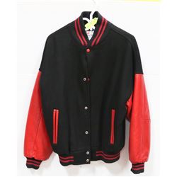 NEW SIZE LARGE WOOL JACKET WITH LEATHER SLEEVES