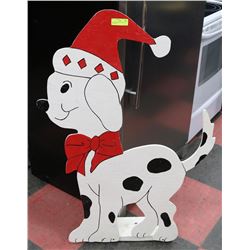 LARGE CHRISTMAS WOODEN DOG ORNAMENT