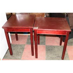 PAIR OF CHERRY COLOR SIDE TABLES, 21"X24"X27"