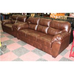 NEW 1601 BROWN LEATHERETTE 86" SOFA W/65" LOVESEAT