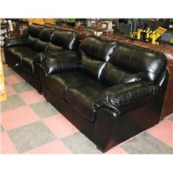 NEW 1601 BLACK LEATHERETTE 86" SOFA W/65" LOVESEAT