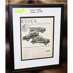 ORIGINAL 1920'S ESSEX CAR ADVERTISEMENT AD