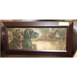 WOOD FRAMED COTTAGE SCENE WITH BLACK