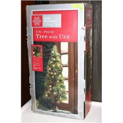 WINTER WONDERFUL 5FT PRELIT TREE WITH URN