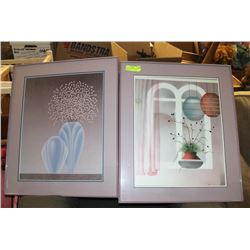 LOT OF 2 FRAMED DECORATIVE WALL ART