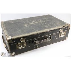 ANTIQUE CARDBOARD AND METAL SUITCASE