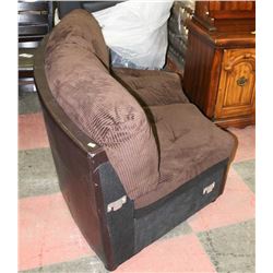 GROUP OF 3 NEW CORDUR & LEATHERETTE CURVED SOFA