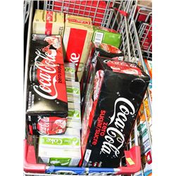 SHOPPING CART WITH ASSORTED CANNED COCA COLA