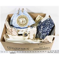 BOX WITH VINTAGE ASSORTED CHINA