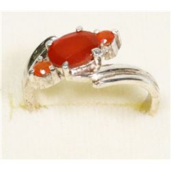LADIES SIZE 8.5 FASHION RING, ORANGE STONE