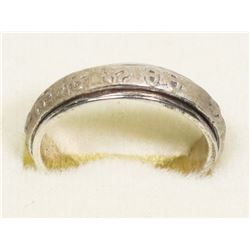 SILVER STAMPED RING WITH SPINNING INSERT