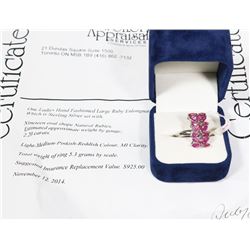STERLING SILVER RUBY CLUSTER RING SIZE 8.5,