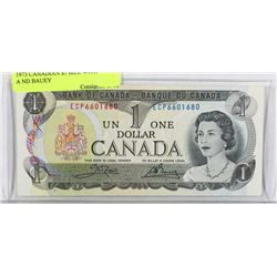 1973 CANADIAN $1 BILL WITH CROW AND BAUEY