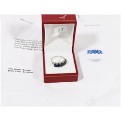 10K WHITE GOLD SAPPHIRE RING SIZE 6.5