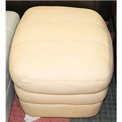 NEW BEIGE GENUINE LEATHER OTTOMAN