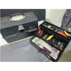 2 Tackle box's 1 is full of tackle  / large box has some items in it