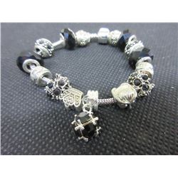 New Pandora style Charm Bracelet / black makes a great gift