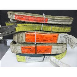 Bundle of 5 Slings / all excellent condition / 2 are 12,400lbs basket 6,200 v