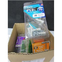 Box full of New Assorted Anchors with Screws