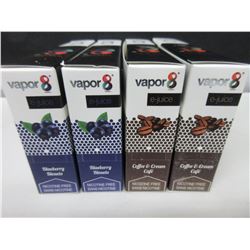 4 New Vapor 8 Juice Coffee & Cream / Blueberry/ 10ml bottles 6 per pack