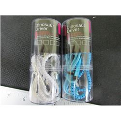 2 New Pairs of Dinosaur Driver Headphones / great stocking stuffers