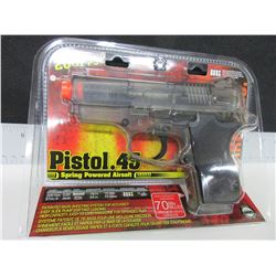 New Air Soft .45 cal Pistol 200fps spring power High capacity magazine 70bb's