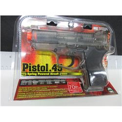 New Air Soft .45 cal Pistol 200fps spring power High capacity magazine 70bb's