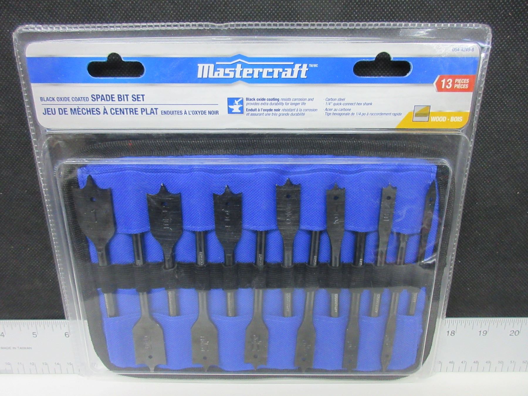 New Mastercraft Spade Bit Set black oxide coated 13 piece 1/4 1"