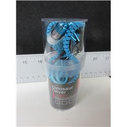 New DinoSaur Driver Zippered Headphones / Blue