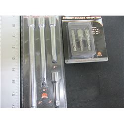 New 3/8 Extension Bar set & 3 piece stubby Socket Adaptors 1/4 -3/8-1/2"