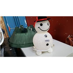 VINTAGE SNOWMAN LIGHT AND CHRISTMAS TREE STAND