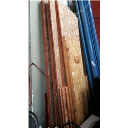 9 DOUBLE SHEETS OF 4X8 OSB PLYWOOD AND ASSORTED SMALLER OFF CUTS
