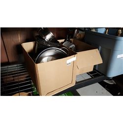 2 BOXES POTS AND PANS