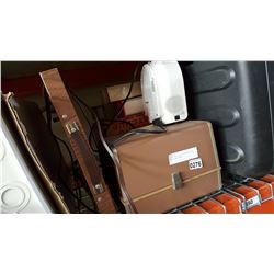 SLIDE PROJECTOR CARTRIDGES AND RADIO AND STAND