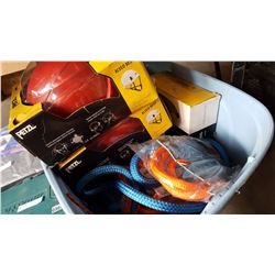 TOTE OF NEW CLIMBING GEAR, NEW HELMETS
