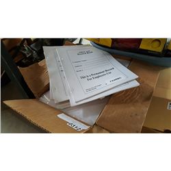 NEW FIRST AID RECORD BOOKS AND CASE OF LABEL SHEETS