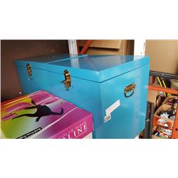 2 BLUE METAL STORAGE BOXES