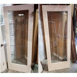 PAIR OF WHITE 30X78 15 PANE LEADED DOORS